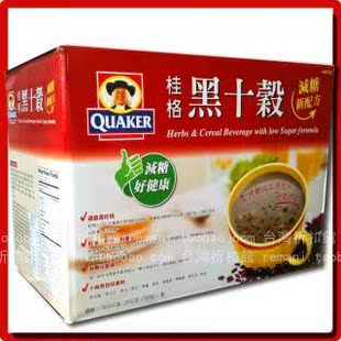  包邮！台湾桂格quaker减糖新配方 黑十谷燕麦片即冲即食礼盒装2kg