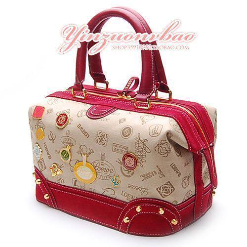 loewe160周年勋章女包包★<span class=H>手提包</span>单肩包★斜挎包手袋帆布包8009