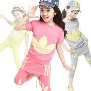 女童夏装2020套装运动中大童韩版纯棉短袖裙裤两件套9-11周岁