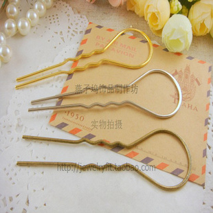  ★DIY饰品配件★103mm白k/金/古铜/色步摇发叉★8元10个★发簪