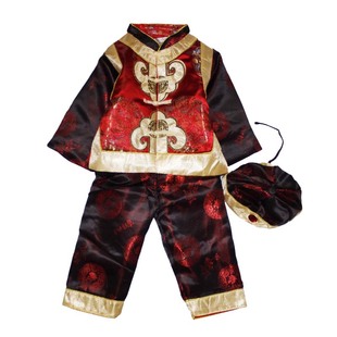  杭州丝绸唐装 童装喜气套装 宝宝三件套喜庆生日礼服 男童新年装