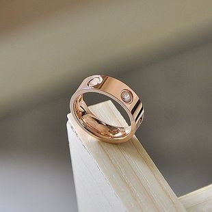  韩国进口螺丝印对戒18K玫瑰金钛钢戒指小卡情侣男女饰品礼物