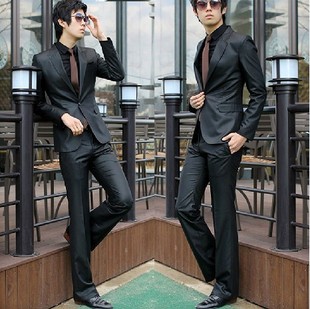  DanSier剑领亮光男士新郎礼服西服 韩版修身男西装时尚休闲西装