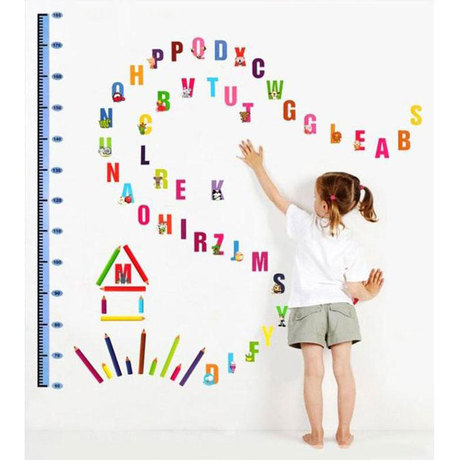 字母身高贴墙贴画 儿童测量身高墙贴纸 宝宝身
