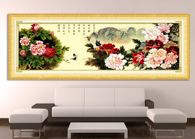卡卡 十字绣富贵牡丹花开 新款客厅大画风景系列2米大幅正品专卖