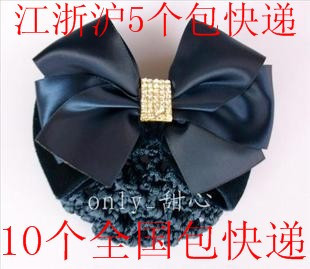  职业头花 蓝色韩版方钻蝴蝶结工作发网护士头花发箍国庆活动特价