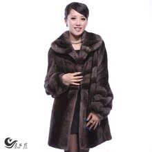 2011新款 进口水貂 皮草女士整貂大衣 中长款海宁水貂裘皮外套大
