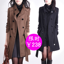 正品2011秋冬款显瘦加大码毛呢大衣 女式韩版羊绒大衣毛呢外套4XL