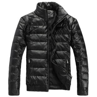  短款修身羽绒服男装外套羽绒衣 正品清仓保暖男士韩版pu皮羽绒服
