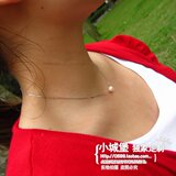 梨花小辣椒最爱 天然单颗淡水珍珠吊坠锁骨链 纯银项链包邮！