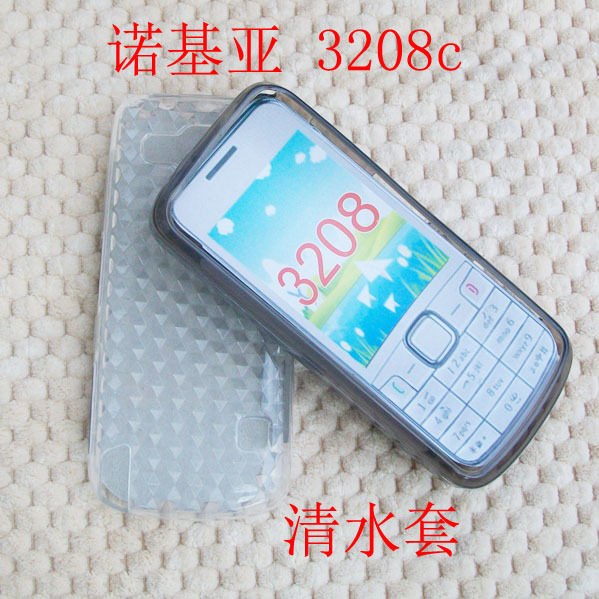 【批发清水套】诺基亚 Nokia <span class=H>3208</span><span class=H>c</span> 清水套 保护套 手机套 钻石纹