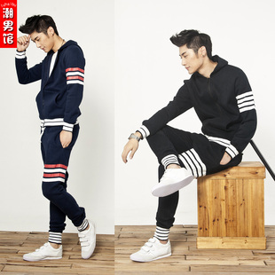  春装新品！潮服裤加厚男士运动套装男修身韩版春秋款休闲卫衣