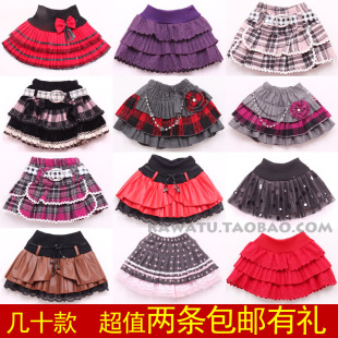  13秋冬款儿童装女童短裙子蛋糕裙女童公主裙宝宝半身裙毛呢皮裙子