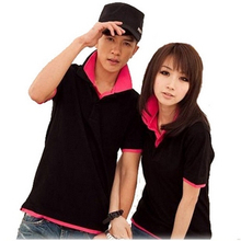 秒杀2012新款纯棉翻领纯色情侣装夏装短袖t恤大号班服队服加肥 有