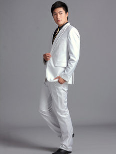 2012新款男士韩版修身休闲白色西服西装 结婚礼服套装 2012新款男士韩版修身休闲白色西服西装 结婚礼服套装