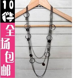 1639 韩版 饰品批发 长款 <span class=H>民族</span><span class=H>风</span>多层圆环 项链<span class=H>毛衣</span>链 女