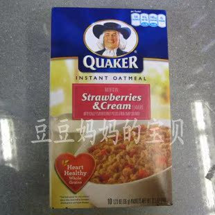  美国直递QUAKER桂格即食燕麦片草莓奶油味350g内含10小包护心脏