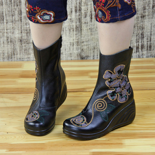 【烟雨江南之<em>断桥残雪</em>】真皮女靴短靴民族风靴