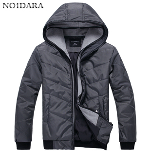  no1dara 秋冬男装新品韩版格纹连帽休闲棉服 男士棉衣 男棉袄外套