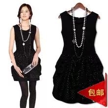 正品2012秋冬新款女装韩版花苞裙小礼服公主裙蕾丝毛呢背心连衣裙