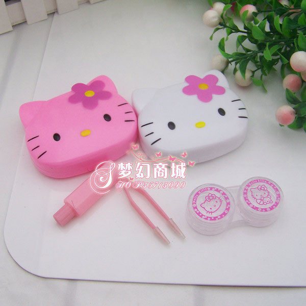 hello kitty 大猫头款 隐形眼镜盒套装  粉色白色可选哦