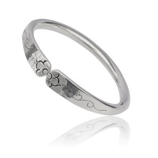  大研坊 幸运草 999 纯银手镯 千足银镯子 手工 女士银饰 1040