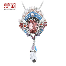 molie莫莉脸谱花旦毛衣链 长款水晶项链 原创中国风 新年礼物 女