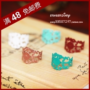  DIY饰品材料配件 复古 8mm 贴片式镂空花边 戒指