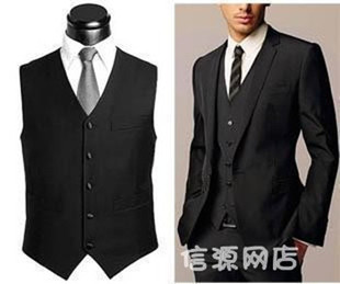  新款男士西装马甲 男式结婚绅士装黑色白色西服马甲纽扣式单排扣