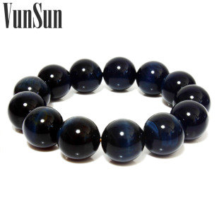  VunSun 天然水晶饰品 蓝虎眼石手链男士 开运辟邪招财虎睛石手链