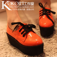 KOKOIN韩版春季系带光版厚底鞋松糕跟高跟坡跟鞋休闲鞋单鞋女鞋子