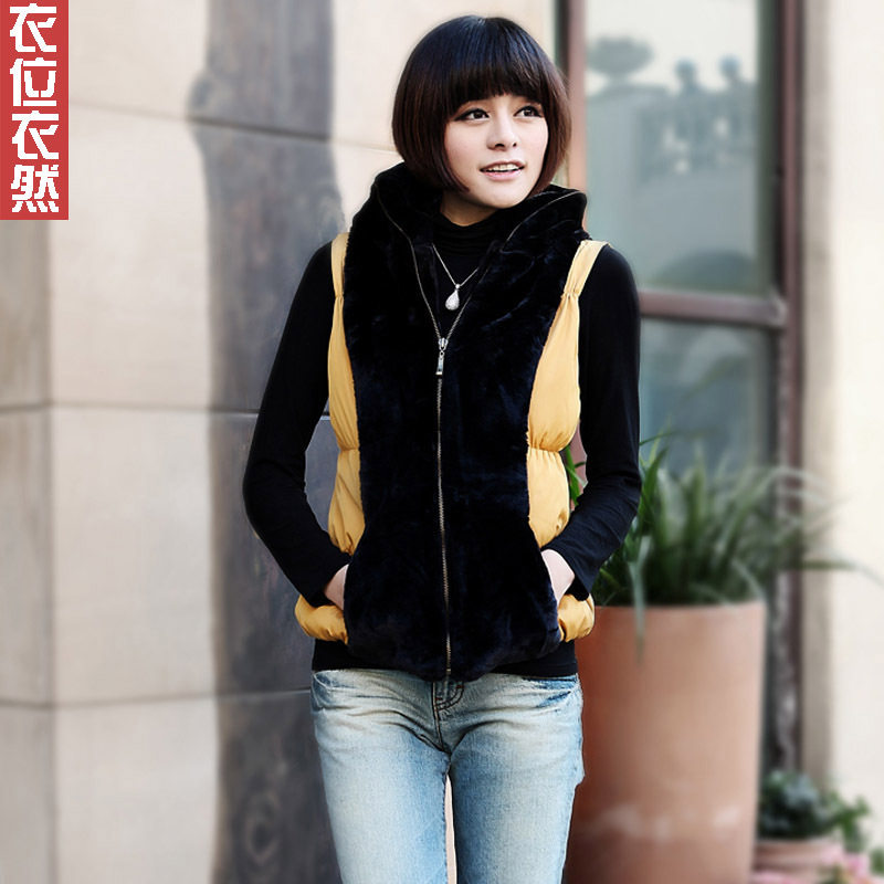 【秒杀通】衣位衣然2012女装秋冬新款连帽休闲松紧修身保暖马夹上