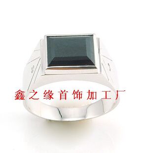  鑫之缘高贵礼物925银镀白金天然蓝宝石戒指男款经典特价