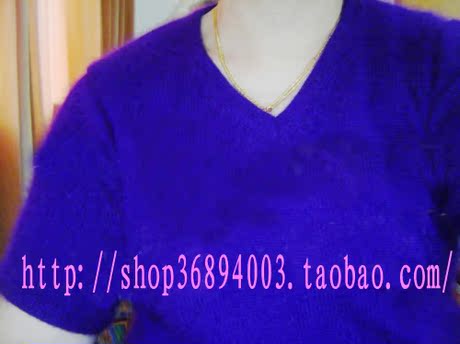 <em>教程</em>65<em>貂绒</em>鸡心领短袖套衫视频/毛线编织<em>教材</em>