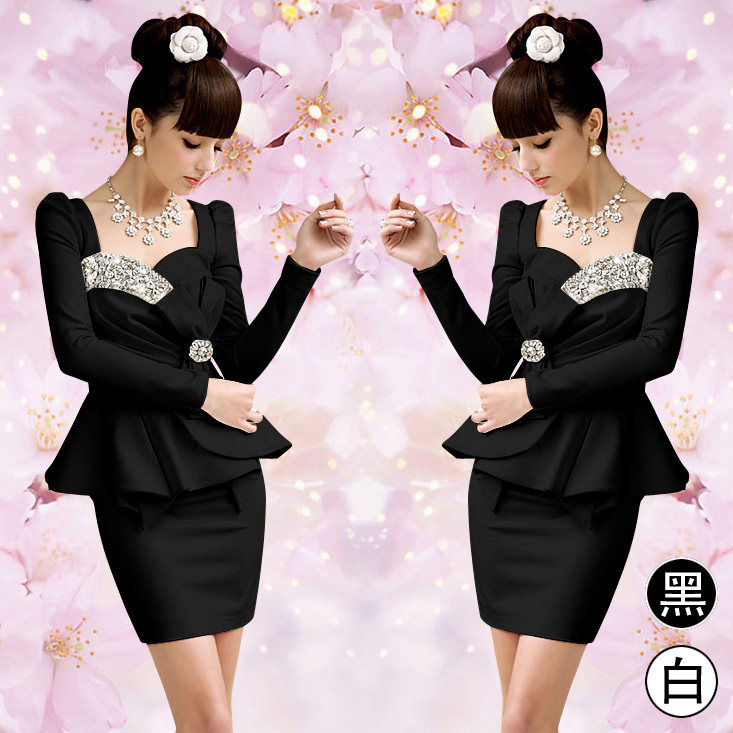 秋冬晚会<em>女主持人服装年会</em>小礼服裙短款修身包