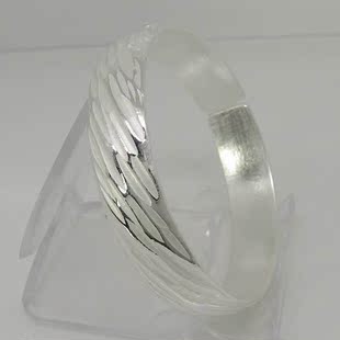 皇冠名店&rarr;丽江『小金锤』银饰99纯银纯手工手镯时尚斜纹