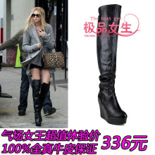 2012秋冬欧美厚底平底靴真皮高筒靴高跟过膝靴女靴坡跟过膝长靴子