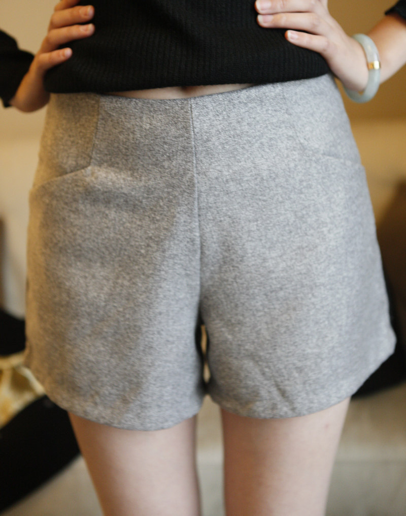 issue72 欧美风秋冬必备OL简单<em>灰色毛呢短裤</em> 