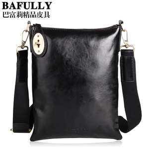  巴富莉男士单肩包牛皮斜挎包 时尚韩版男式背包ipad包 休闲男包