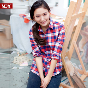  MJX全棉格子衬衣女长袖格子衬衫女长袖衬衫女韩版