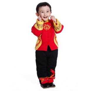  冬装 男童唐装棉衣套装 龙送福来 儿童唐装礼服棉服新年转三件套