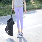 春季糖果色彩色韩国铅笔，裤显瘦弹力梭织九分女裤，打底裤k