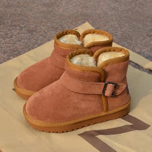  童鞋 正品儿童雪地靴 男童女童靴子亲子儿童靴真皮5859冬棉鞋