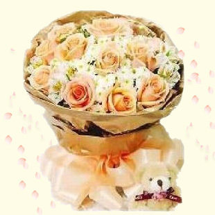 蜜儿鲜花北京鲜花速递西直门鲜花店11只香槟玫瑰花束生日鲜花0516
