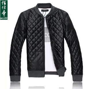  佰仕帝秋冬韩版男士棉衣pu皮加厚短款棉服 加大码棉衣 男式外套潮