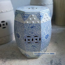 八方手绘青花缠枝瓷墩 青花瓷凳 青花绣墩 B&W Porcelain stool