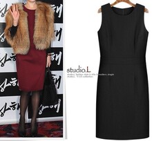 新款春装 包臀秋冬毛<span class=H>呢子</span>连衣裙 修身收腰背心裙大码女装