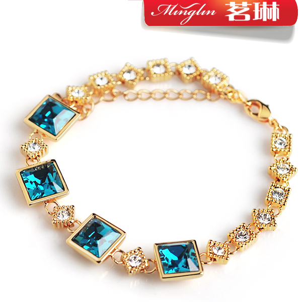 茗琳采用蓝魔晶施华洛世奇元素水晶手链 女款 韩版 时尚 饰品 茗琳采用蓝魔晶施华洛世奇元素水晶手链 女款 韩版 时尚 饰品