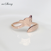 Genuine fox plated 18K rose gold color gold ring ring lovely female tail ring opening Firefox trinkets