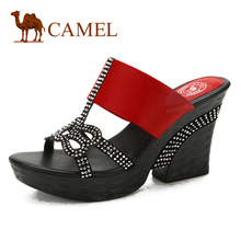female camel camel leather shoes leather sandals with thick comfortable new fashion hot stones